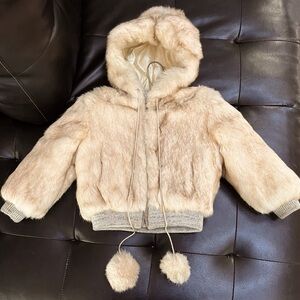 SIZE 4 TODDLER GIRLS REAL VINTAGE RABBIT FUR JORDACHE COAT